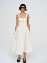 Billie Pointelle Midi Dress - Cream
