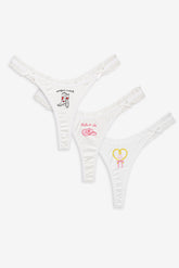 Bachelorette Thong Panty Pack - White