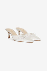 Beatrice Lace Mule - White
