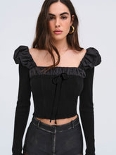 Aliyah Pointelle Top - Black