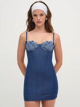 Denim Hearts Slip Dress - Blue