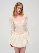 Doily Lace Mini Dress - Cream