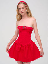 Lipstick Denim Mini Dress - Red