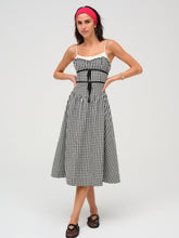 Georgia Gingham Midi Dress - Black