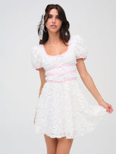 Stacked Blossom Lace Mini Dress - White
