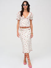 Beaded Cherries Midi Skirt - White