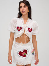 Mi Amore Embroidered Mini Skirt - White