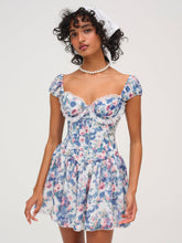 Audrey Floral Mini Dress - Blue