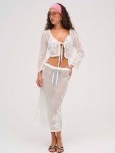 Rose Crochet Midi Skirt - White