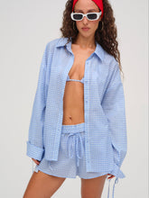 Gingham Button-Down Top - Blue