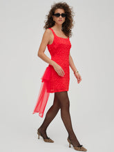 Frosted Organza Mini Dress - Red