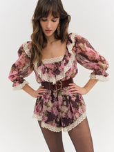 Adeline Floral Romper - Brown