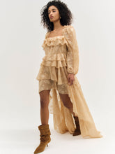 Colette Satin Burnout Maxi Dress - Taupe