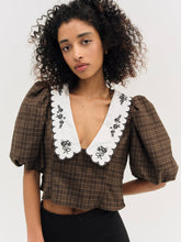 University Plaid Top - Brown