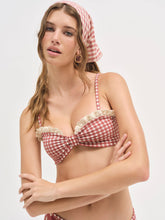Gingham Bandeau Bikini Top - Red