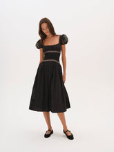 Verbana Eyelet Midi Dress - Black