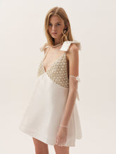 Pearly Bow Mini Dress - White