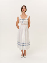 Fable Midi Dress - White Blue