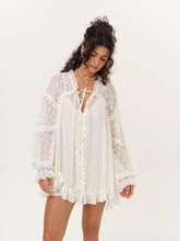 Hamptons Eyelet Long Sleeve Mini Dress - Vanilla Ice