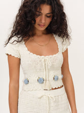 Lara Top - Cream Blue