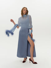 Margo Maxi Dress and Shawl Set - Dusty Blue
