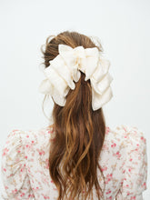 Amber Satin Hair Bow - Cream