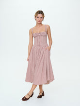 Annie Gingham Midi Dress - Burgundy