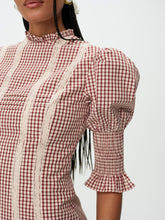 Annie Gingham Mini Dress - Burgundy