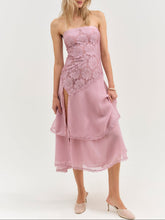 Claudia Rose Lace Strapless Midi Dress - Mulberry