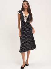Cross Your Heart Midi Dress - Black Dot
