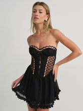 Elena Eyelet Slip Dress - Black