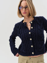 Emily Cable Knit Cardigan - Navy