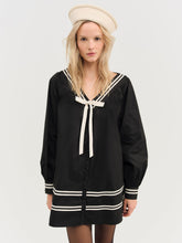 Helena Poplin Long Sleeve Mini Dress - Black
