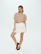 Evelyn Crochet Tank and Ruffle Cape - Taupe