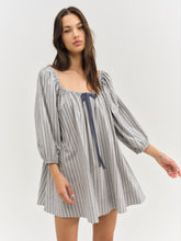 Linen Stripe Mini Dress - Blue