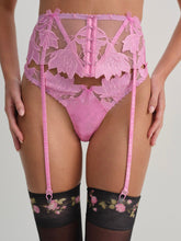 Maye Embroidered Garter Belt - Pink