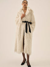 Ruffle Faux Feather Coat - Cream