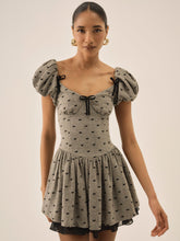 Twill Bow Mini Dress - Grey