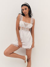 Lattice Bows Slip Dress - White