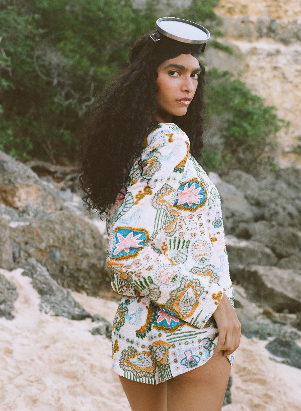 Tide Pool Beaded Jacket - White Green