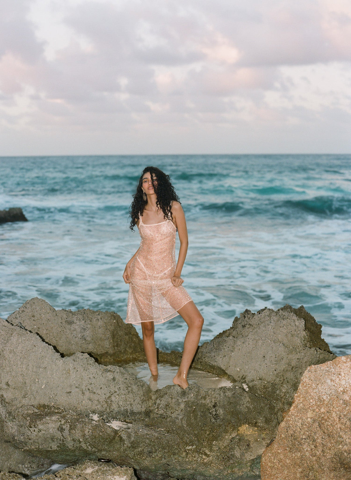 Washed Ashore Midi Slip Dress - Blushy Nude