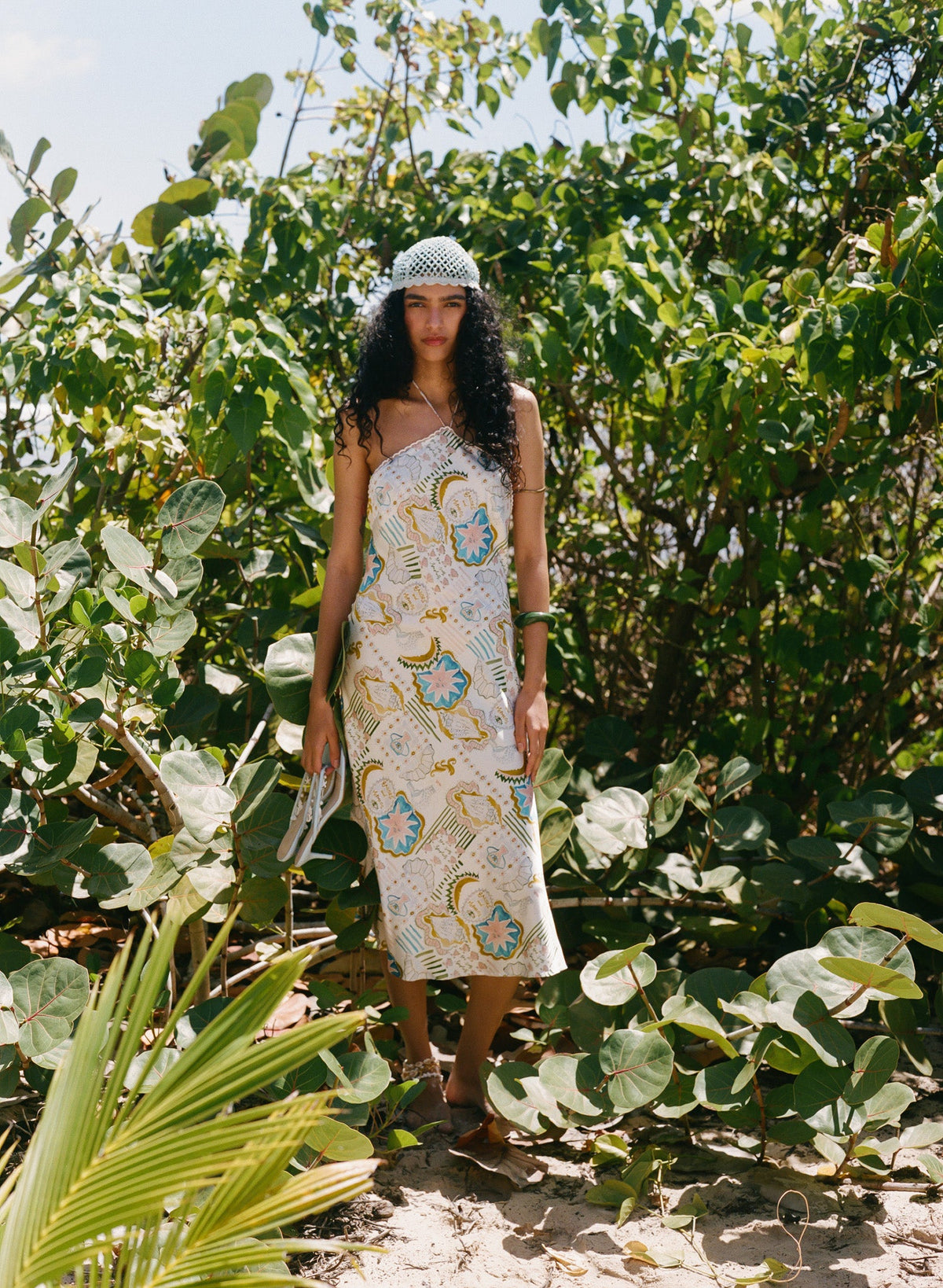 Tide Pool Midi Dress - White Green
