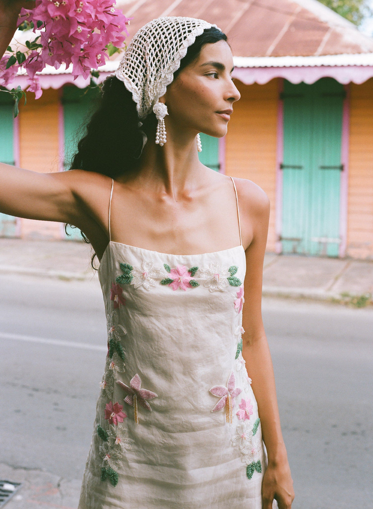 Hibiscus Haze Mini Dress - Cream