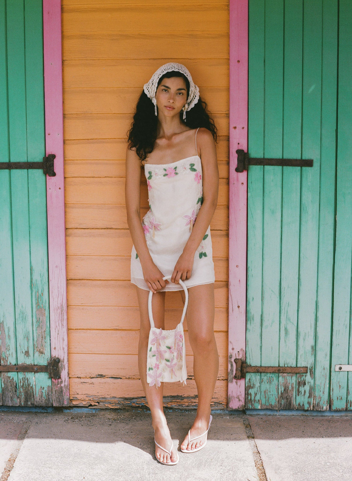 Hibiscus Haze Mini Dress - Cream
