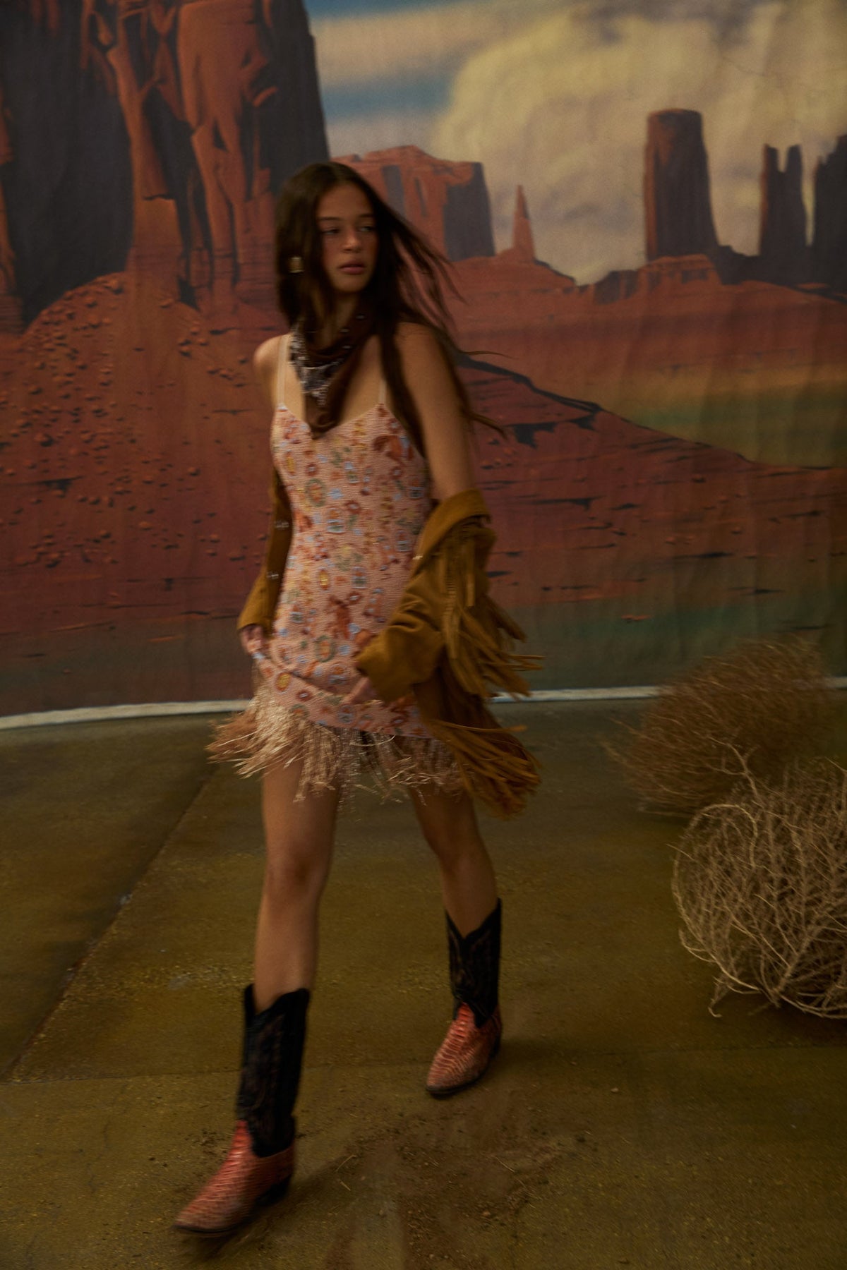 Giddy Up Beaded Mini Dress - Pink