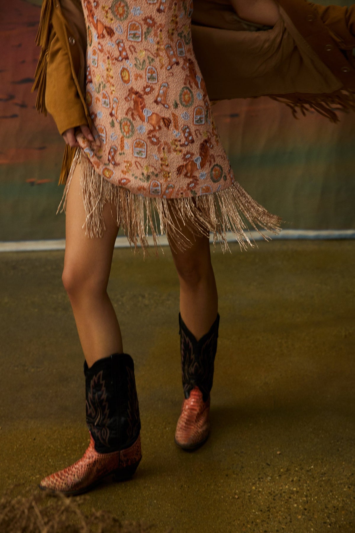 Giddy Up Beaded Mini Dress - Pink