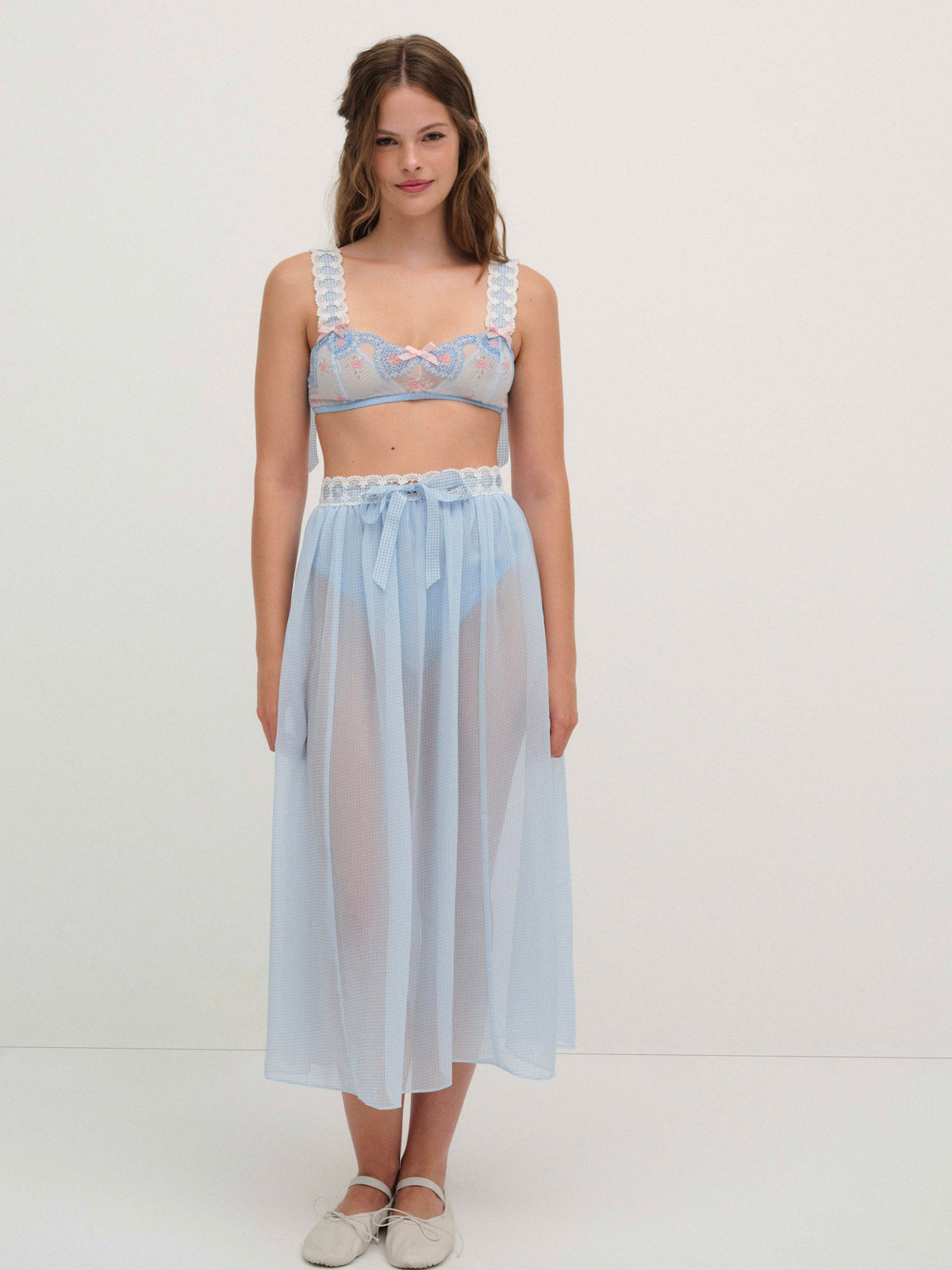 Dainty Doily Midi Skirt - Blue