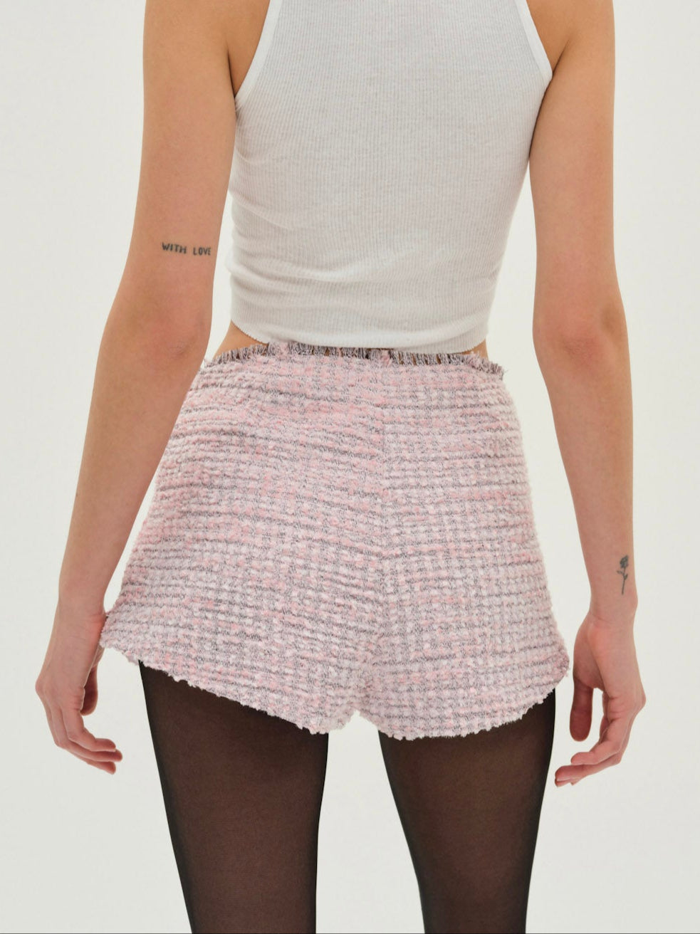 Strawberry Cream Tweed Shorts - Pink