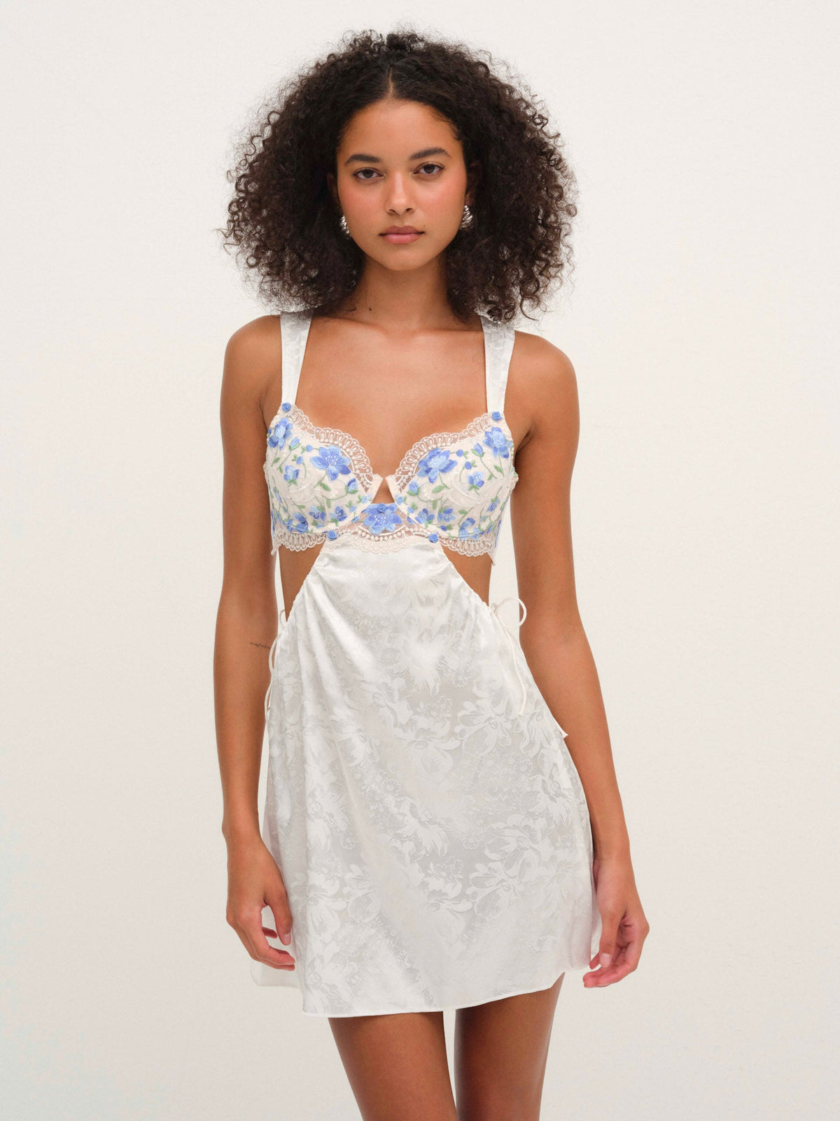 Festival Rose Slip Dress - Blue