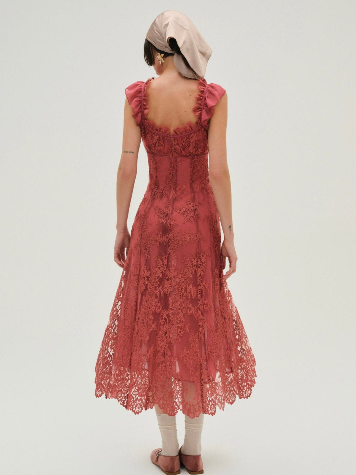 Holiday Lace Midi Dress - Clay Pink